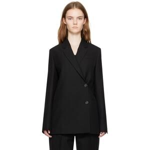 Toteme Off Center Wrap Jacker Blazer Wool Blend Lined Black EU Sz 30 US 00 New